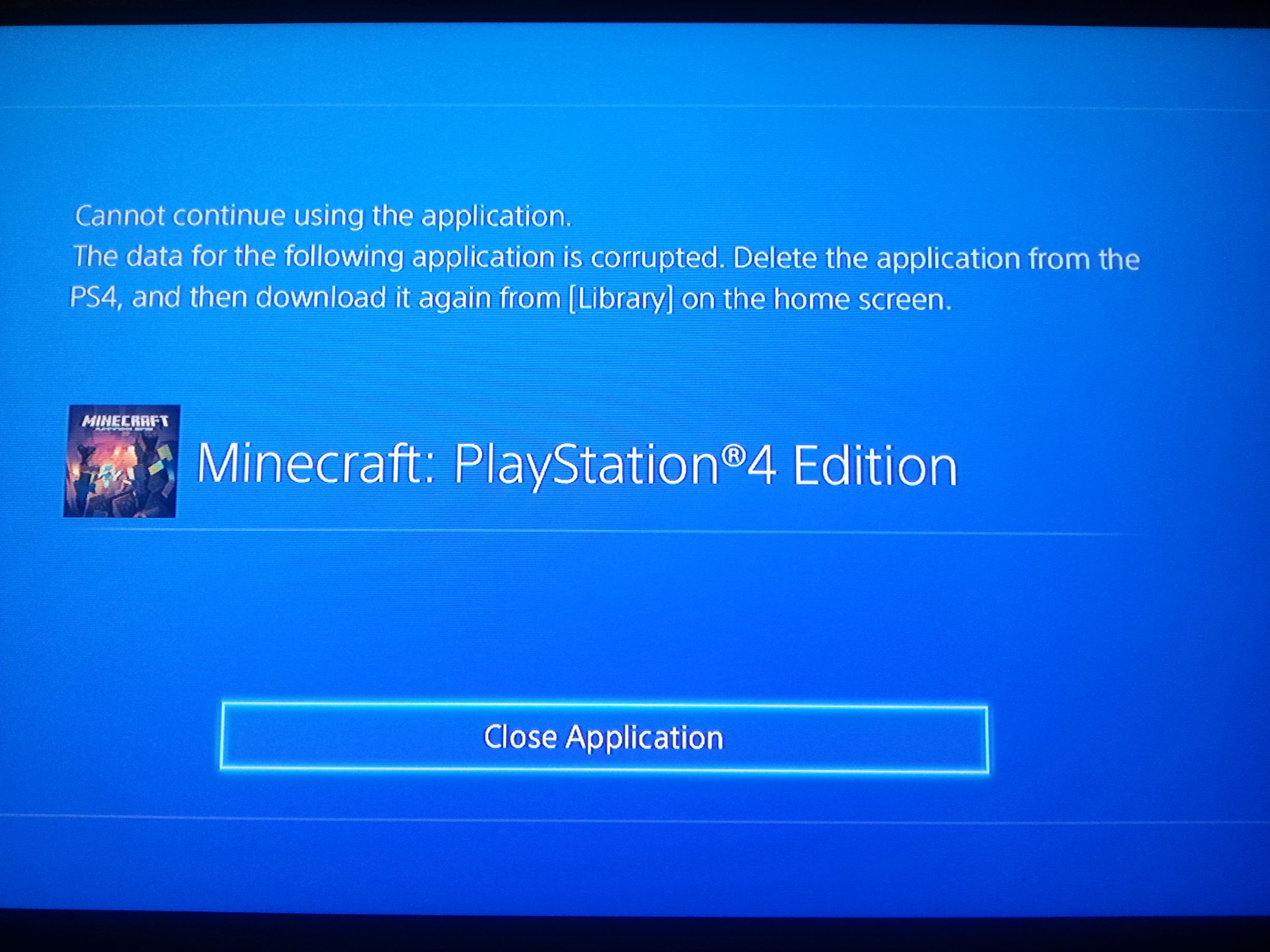 Received An Error Message While Playing Minecraft And Now Ps4 Is Repeatedly Crashing Ps4