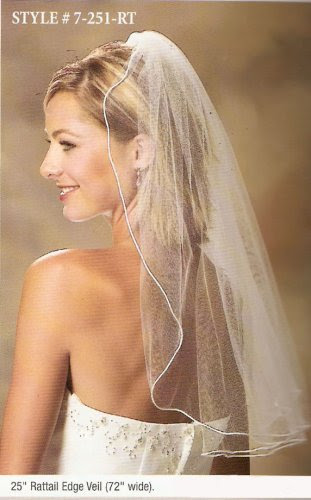 1 Layer Elbow Length Veil w/ Rattail Edge