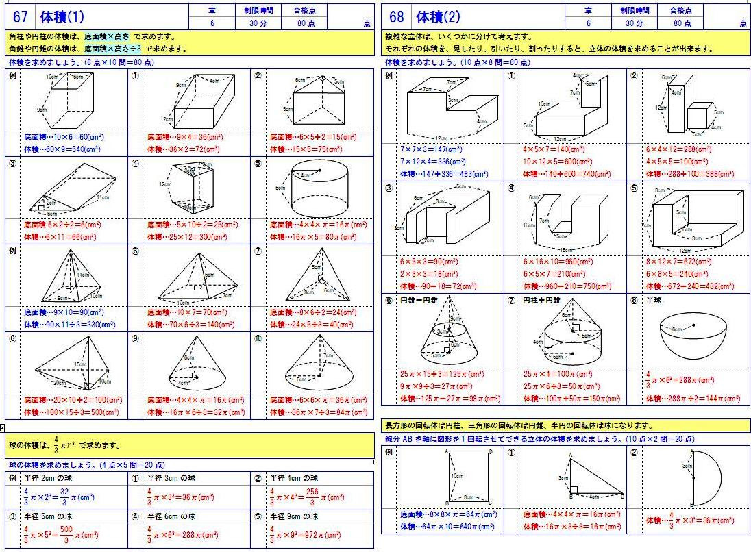 中学生用 数学の無料学習プリントファイル