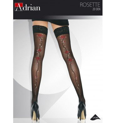  Bas Autofixants Fantaisie Adrian Rosette Tailles Taille 3/4 Couleurs Noir