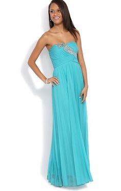 Deb Prom #Strapless Long #Prom Dress with #Stone Detail Bodice and ...