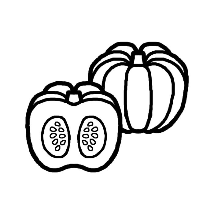 かぼちゃ 白黒 野菜 食べ物 無料イラスト素材