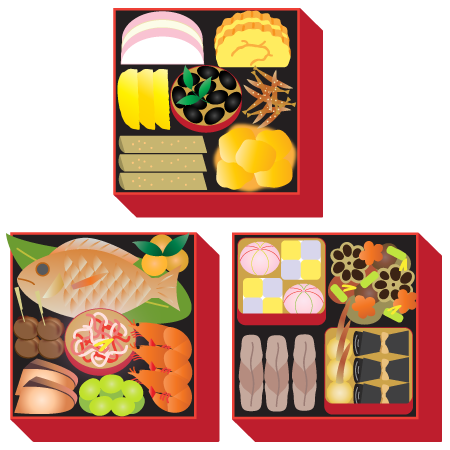 お正月 おせち料理 ふでこや 無料イラスト