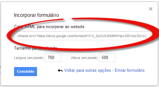 google drive incorporar ao website