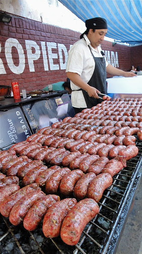 Chorizo on the grill