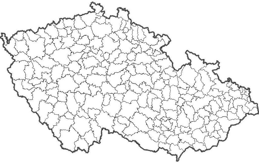 slepá mapa okresů Slepá mapa okresů s rozšířenou působností ČR slepá mapa okresů