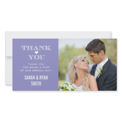 Purple Heart Wedding Photo Thank You Cards Personalized Photo Card
