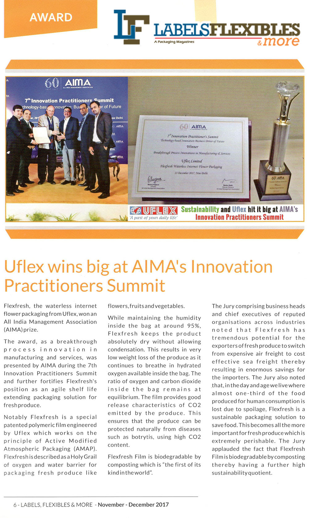 UFlex Wins Big at AIMA's Innovation Practitioners Summit ...