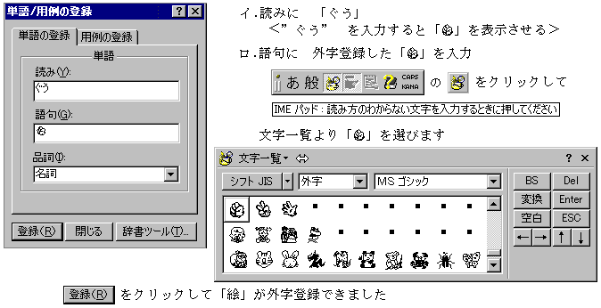 イラストを文字に登録