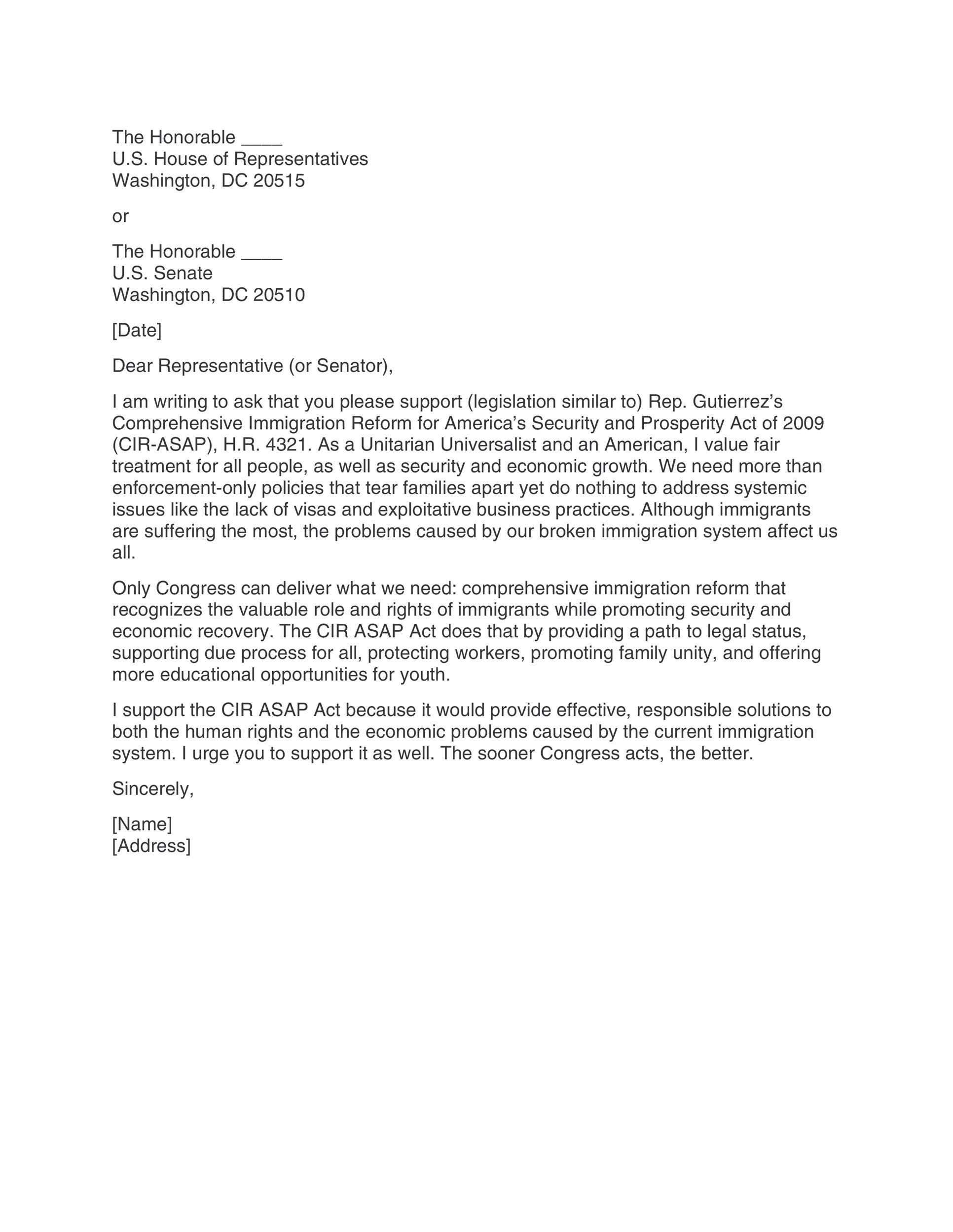 Affidavit Immigration Letter Sample