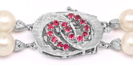 Originalfoto DOPPEL-REIHIGE AKOYA PERLKETTE WEISSGOLD-SCHLOSS