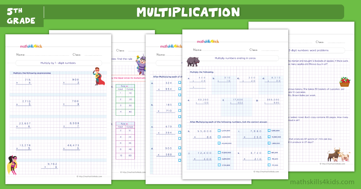 Multiplication Worksheets for Grade 5 with Answers - Free ...