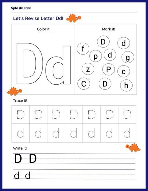  letter d worksheets for kindergarteners online splashlearn