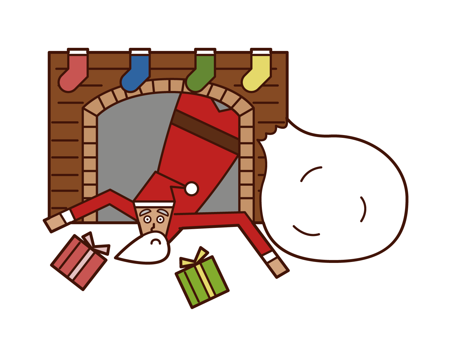 煙突から落ちたサンタクロースのイラスト フリーイラスト素材集 Kukukeke