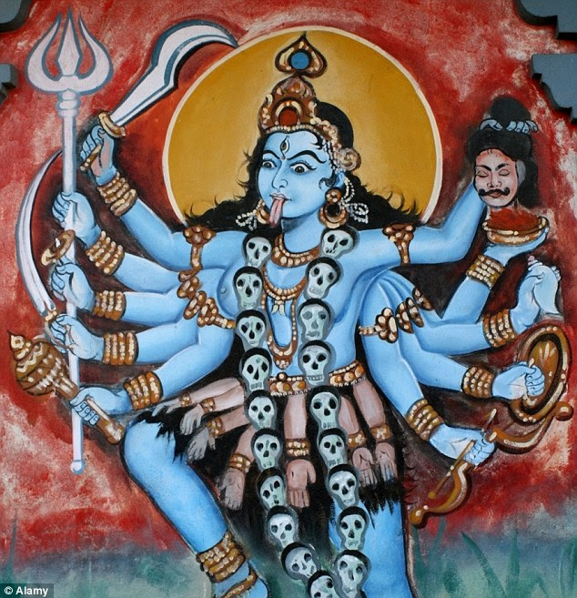 A crazed father axed his eight-month-old infant to death as a sacrifice to Kali the Indian goddess of destruction and rebirth