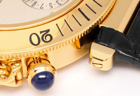 Originalfoto CARTIER PASHA CHRONOGRAPH GELB-GOLD KROKO FALT