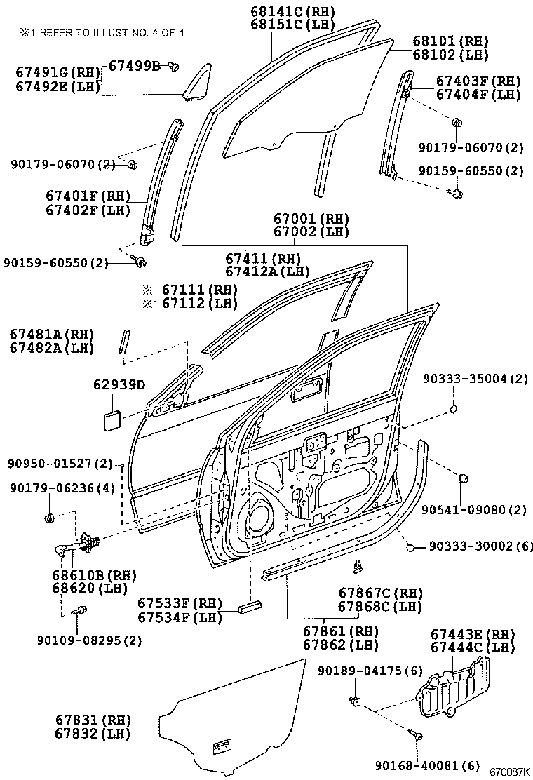TOYOTA CAMRYSXV20R-AEMNKW - BODY - FRONT DOOR PANEL GLASS | Japan ...
