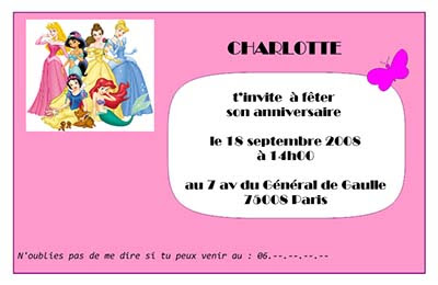 Carte D Anniversaire Princesse