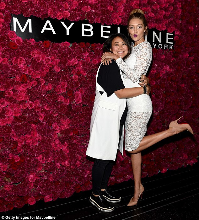 Strike a pose! Gigi pouted a storm with make-up artist Grace Lee