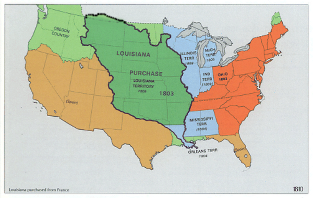 Map United States Early 1800'S Map of the US, Louisiana Purchase