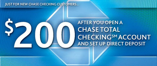 Chase Bank $200 Total Checking Bonus Coupon Code + $50 Saving Coupon