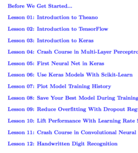 Deep Learning with Python Mini-Course