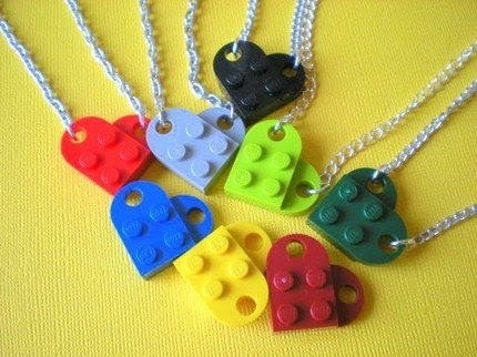 YELLOW Lego Heart Necklace