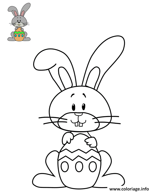 Coloriage Lapin Facile Avec De Longues Oreilles Jecolorie Com