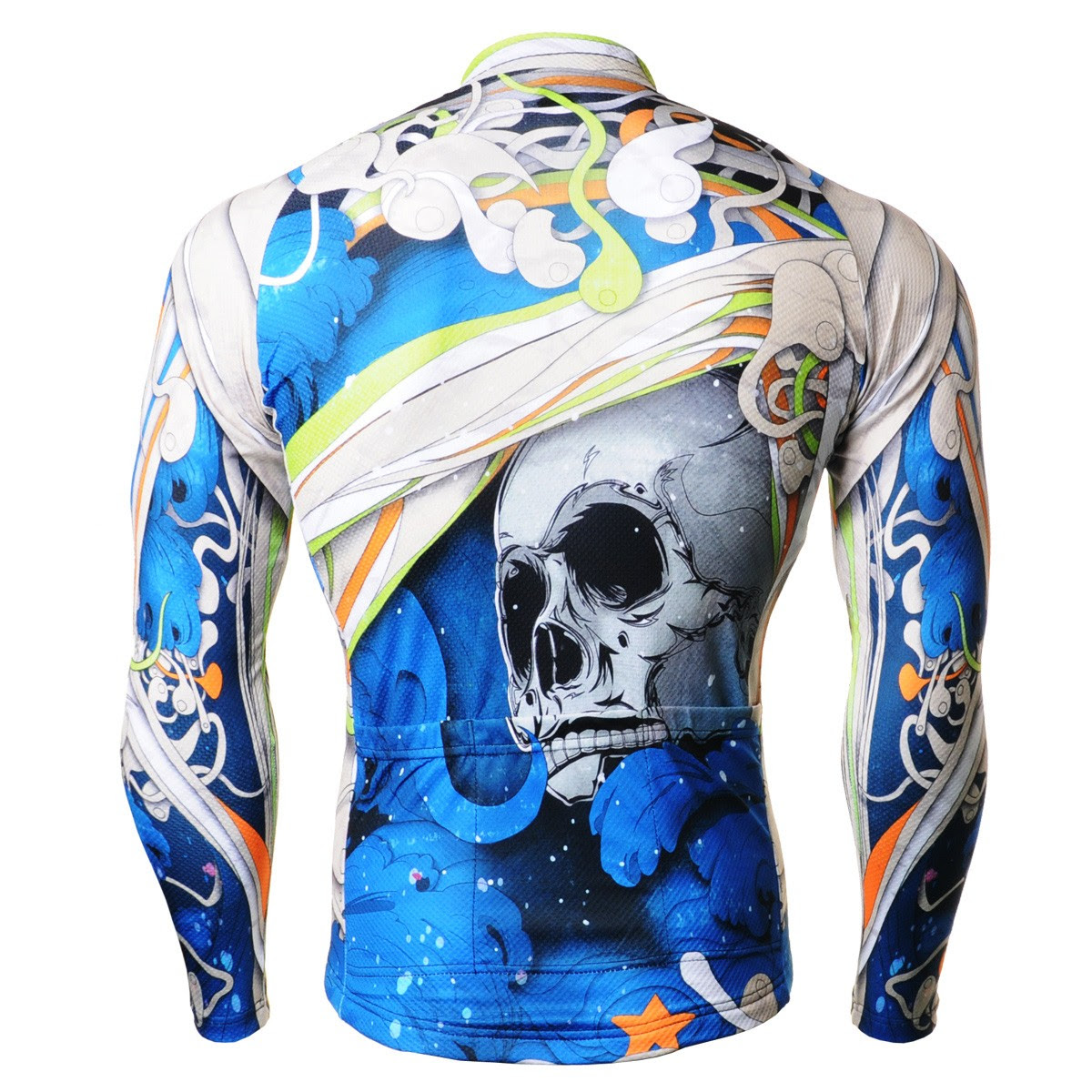 The Skeleton Blue Fixgear Long Sleeve Cycling Jersey