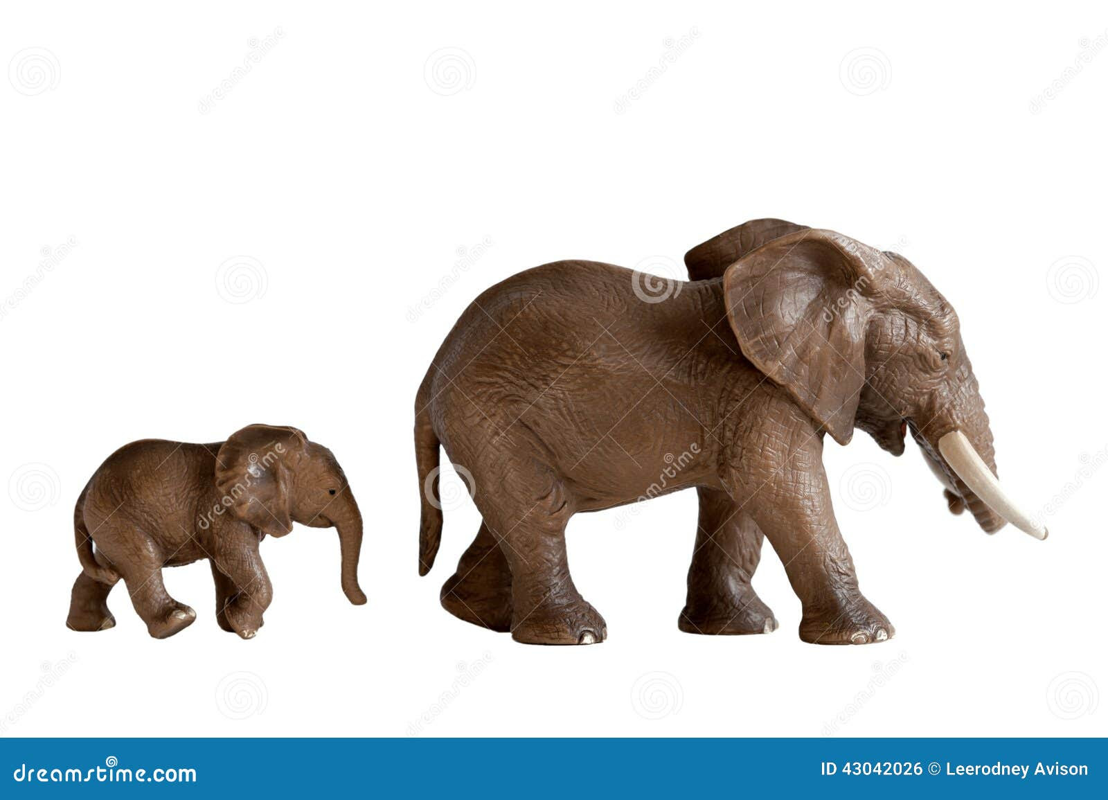 Mother And Baby Elephant Toys Isolated White Background Stock Photo 