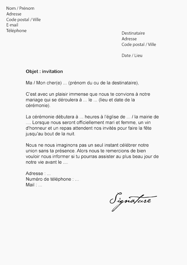 Modele de lettre de refus d'invitation - Modele de lettre type