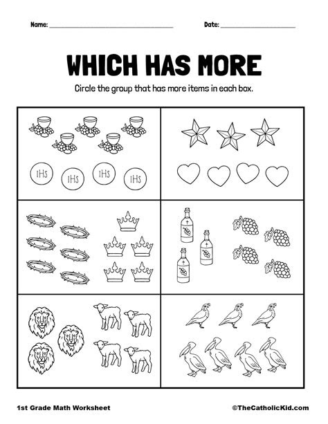  which has more 1st grade math worksheet catholic measurement