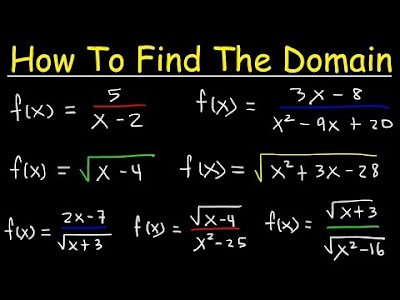 How To Find The Domain of a Function - Radicals, Fractions & Square
Roots - Interval Notation
