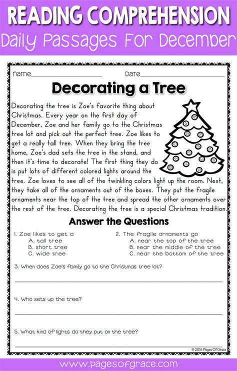 These reading comprehension worksheets are free and . 2nd grade christmas reading comprehension worksheets