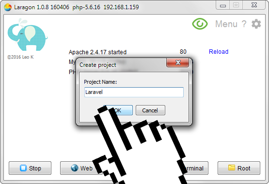 Laragon Laravel Create Click.png