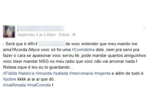 Mulher ameaçou rival por meio de rede social (Foto: Reprodução/Facebook)