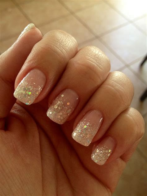 glitter french manicure fade wedding nails