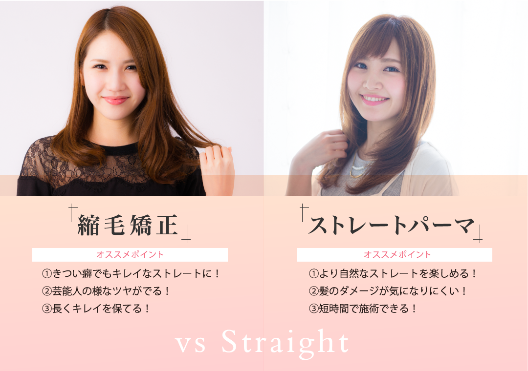 縮毛矯正 と ストレートパーマ のパーマの違いって