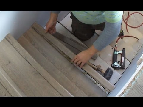 Laminate Stairs Installation: How to Install Stair Tread - YouTube