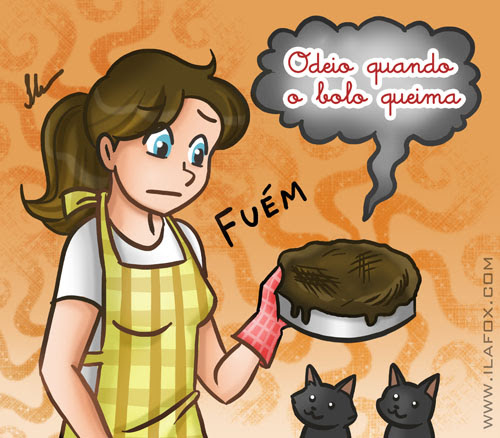 Eu odeio quando o bolo queima, ilustração by ila fox