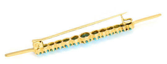 Foto 3, TÜRKIS-BROSCHE STABBROSCHE ANSTECKNADEL GELBGOLD LUXUS!, S6891