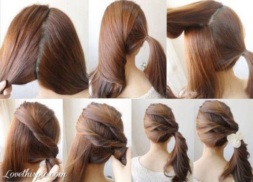 Stylish ponytail for soft and long hair