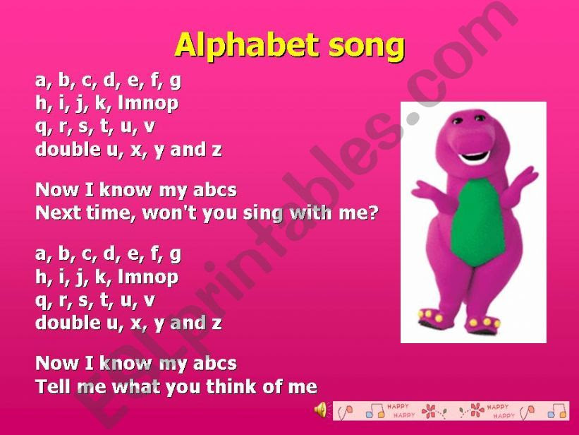 Esl English Powerpoints Alphabet Song