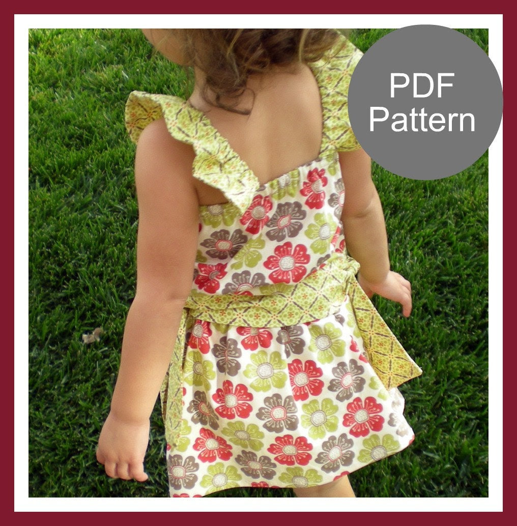 PDF sewing pattern...The Ruffle Sleeve Top and Skirt  12m-5T, baby girls easy sew