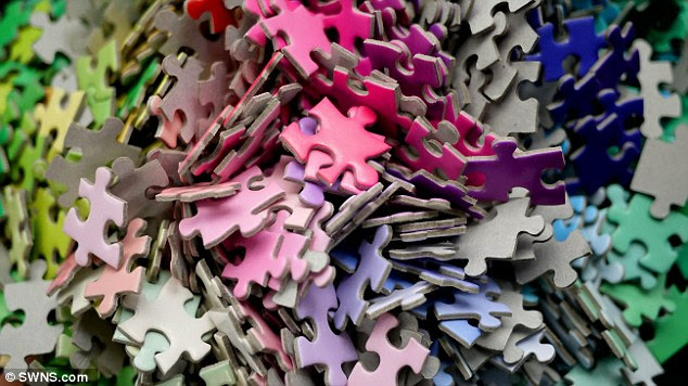 Mr Habicht said: 'The idea came from enjoying the subtle differences in the blue of a sky in a particularly brutal jigsaw puzzle. 'I found that without the presence of image detail to help locate a piece, I was relying only on an intuitive sense of colour'