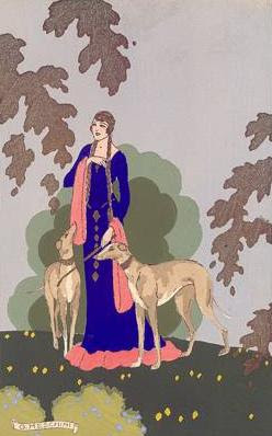 Borzois and Lady by Meschini, Italy.