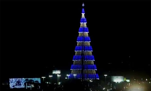 Árvore de Natal, de Natal, fica em Mirassol (Foto: Reprodução/Inter TV Cabugi)