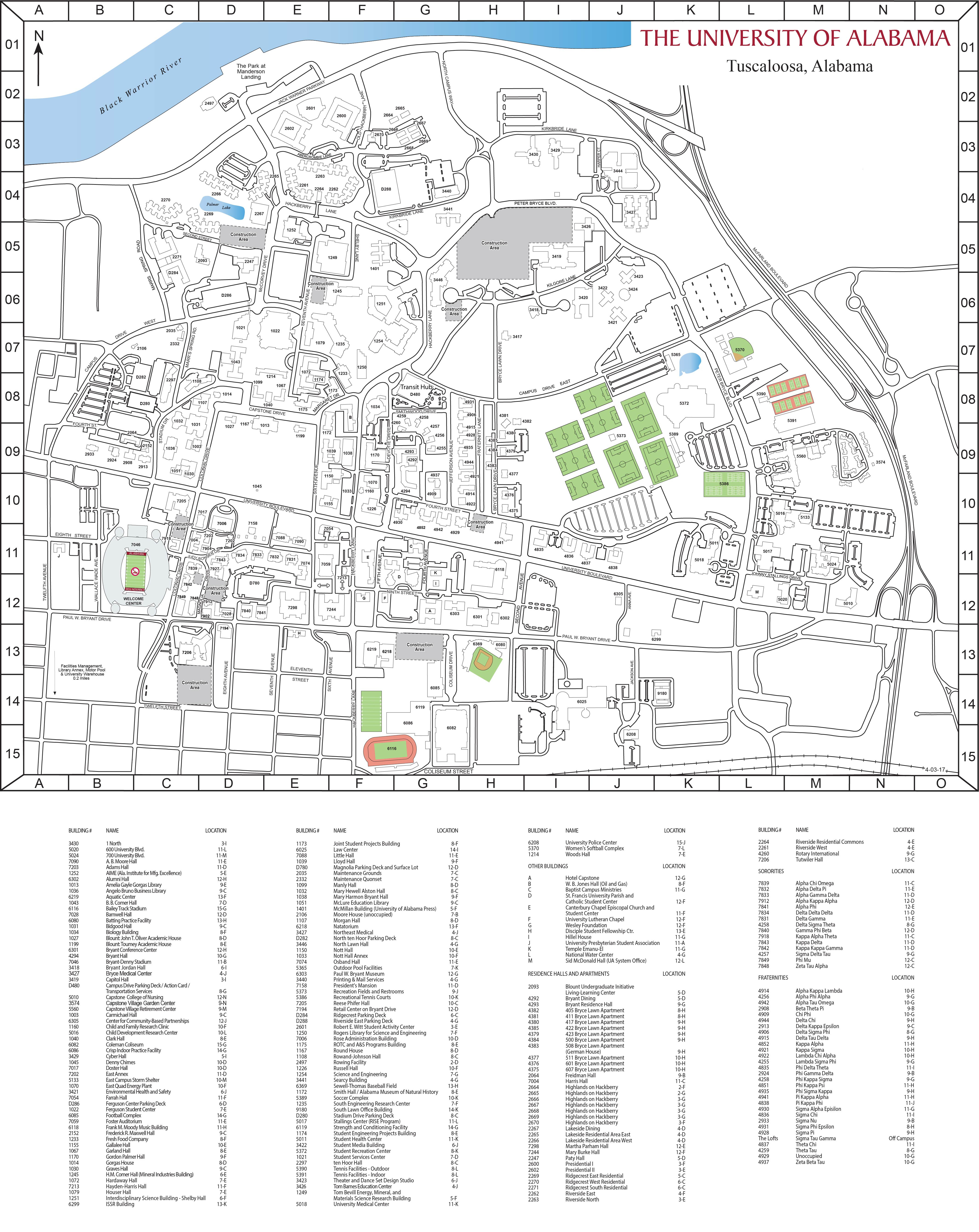 University Of Alabama Building Map