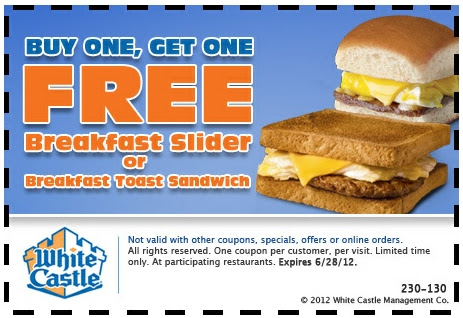 White Castle Printable Coupon - Expires June 28, 2012