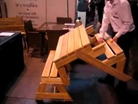 the folding table garden bench which converts to a picnic